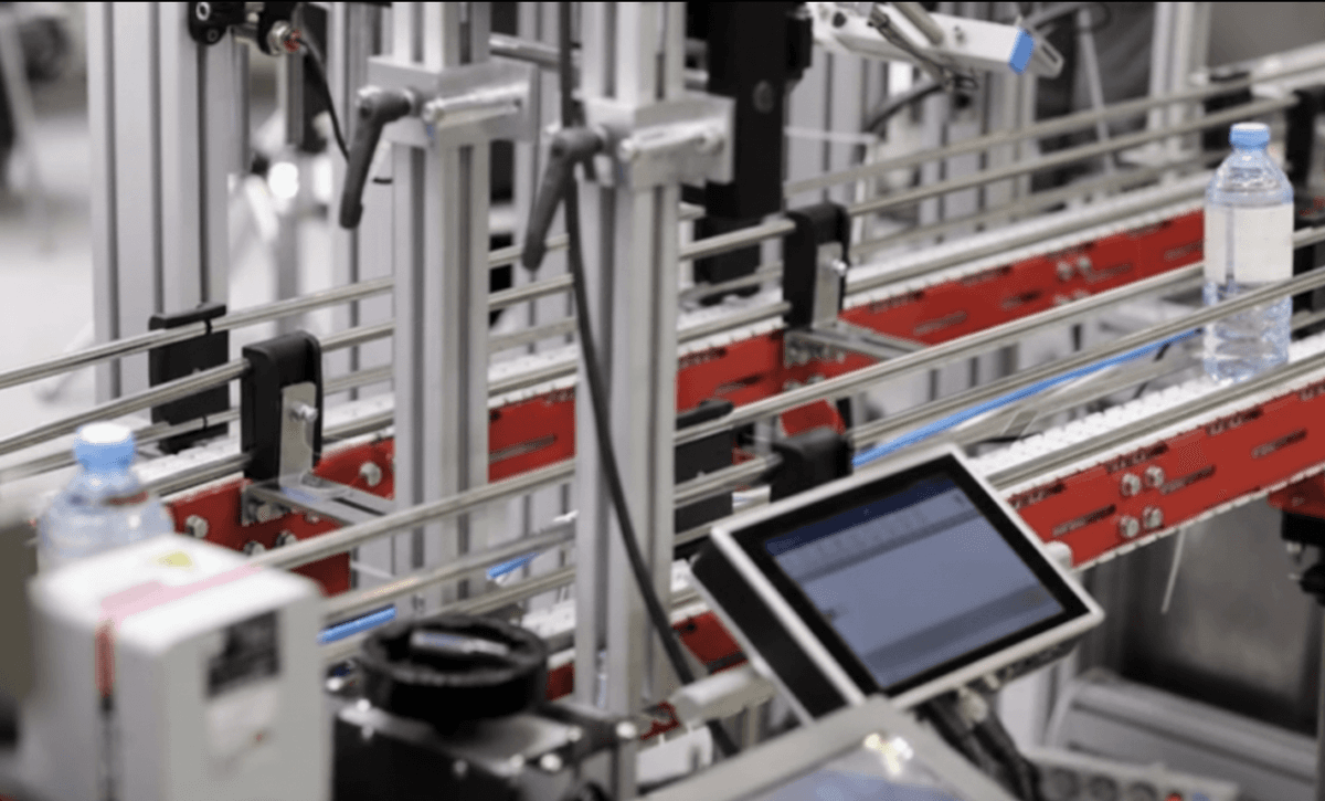 Industrial HMI touchscreen panel in automation manufacturing environment